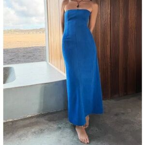 Zara Strapless Cobalt Blue Maxi Dress